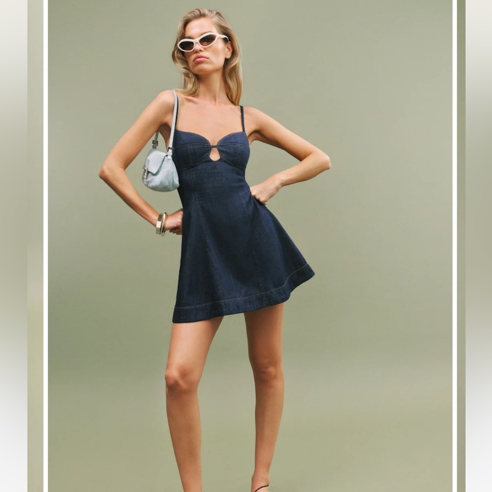 NWT Reformation Aviana Denim Mini Dress in Liffey wash - Size 4
